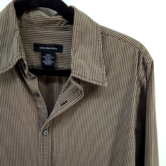 Calvin Klein Jeans Other - Calvin Klein Jeans Button Up Brown Black Stripe Shirt Small